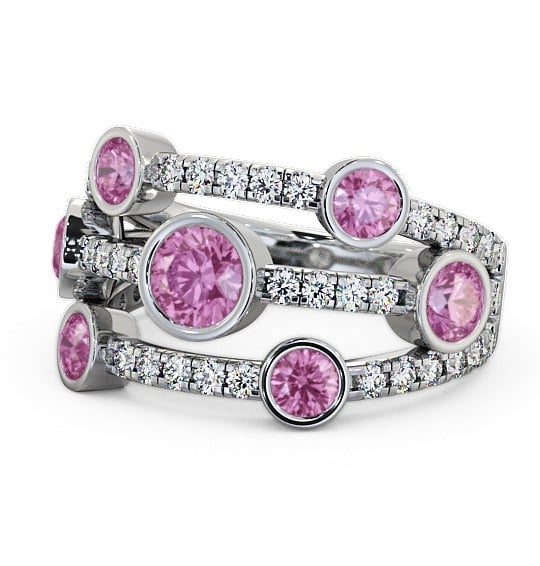  Cluster Seven Stone Pink Sapphire and Diamond 1.93ct Ring 9K White Gold - Richmond SE15GEM_WG_PS_THUMB2 