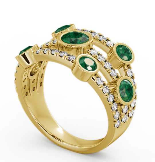 Cluster Seven Stone Emerald and Diamond 1.65ct Ring 9K Yellow Gold - Richmond SE15GEM_YG_EM_THUMB1