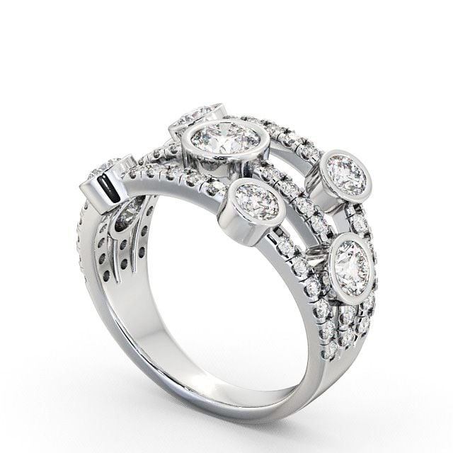 Seven Stone Round Diamond Ring 18K White Gold - Richmond SE15_WG_SIDE