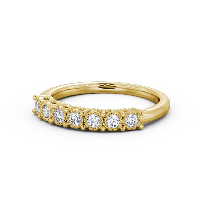 Seven Stone Round Diamond Ring 18K Yellow Gold - Roselyn SE17_YG_FLAT