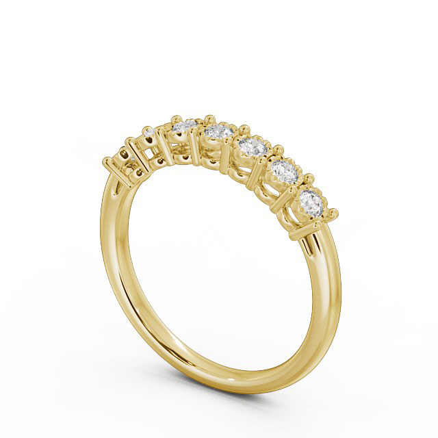 Seven Stone Round Diamond Ring 18K Yellow Gold - Roselyn SE17_YG_SIDE