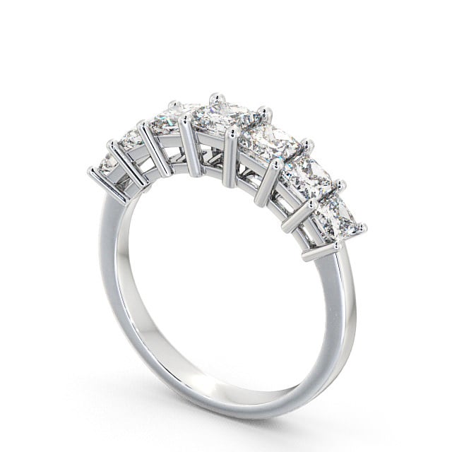 Seven Stone Princess Diamond Ring 18K White Gold - Duloch SE3_WG_SIDE