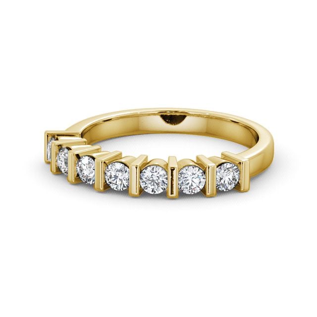 Seven Stone Round Diamond Ring 18K Yellow Gold - Balerno SE4_YG_FLAT