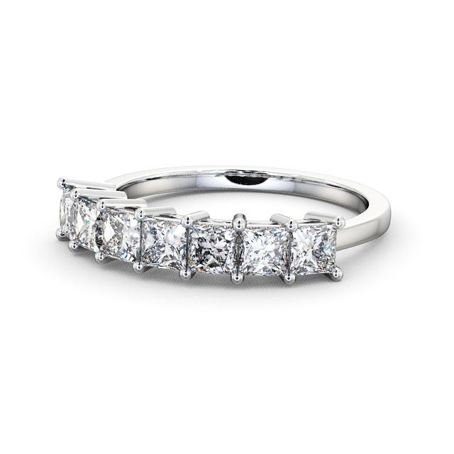 Seven Stone Princess Diamond Ring 9K White Gold - Hurley SE5_WG_FLAT