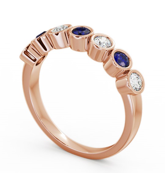 Seven Stone Blue Sapphire and Diamond 0.51ct Ring 18K Rose Gold - Wardington SE6GEM_RG_BS_THUMB1