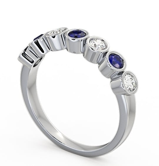 Seven Stone Blue Sapphire and Diamond 0.51ct Ring 18K White Gold - Wardington SE6GEM_WG_BS_THUMB1