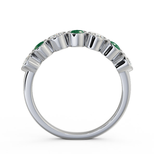 Seven Stone Emerald and Diamond 0.45ct Ring 18K White Gold - Wardington SE6GEM_WG_EM_UP