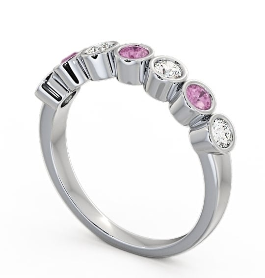  Seven Stone Pink Sapphire and Diamond 0.51ct Ring 9K White Gold - Wardington SE6GEM_WG_PS_THUMB1 