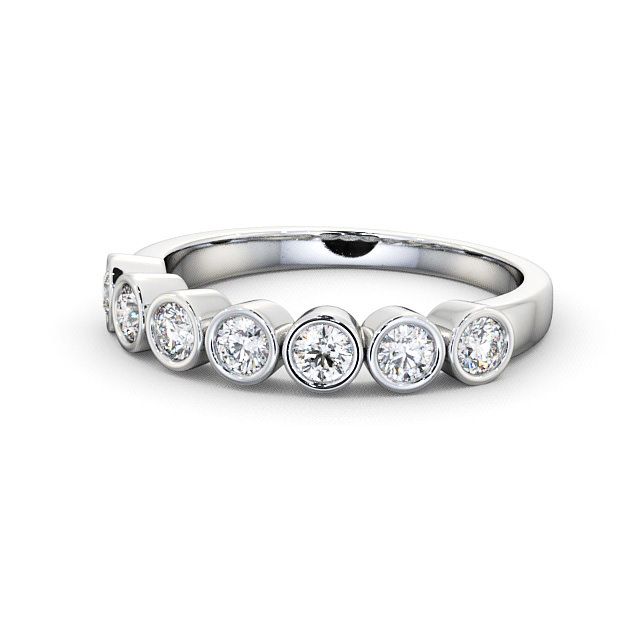 Seven Stone Round Diamond Ring 18K White Gold - Wardington SE6_WG_FLAT