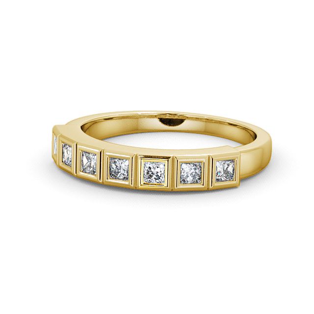 Seven Stone Princess Diamond Ring 18K Yellow Gold - Ingleby SE7_YG_FLAT