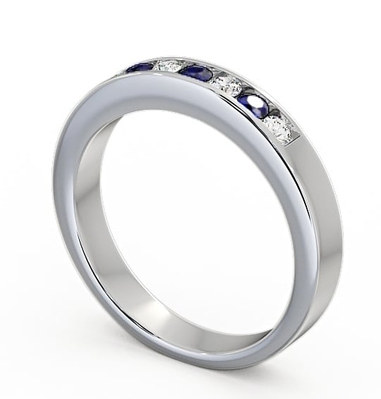 Seven Stone Blue Sapphire and Diamond 0.27ct Ring 9K White Gold - Haughley SE8GEM_WG_BS_THUMB1