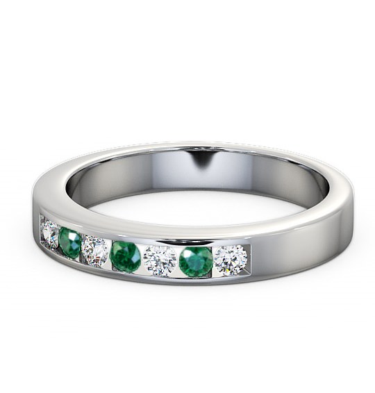  Seven Stone Emerald and Diamond 0.24ct Ring 9K White Gold - Haughley SE8GEM_WG_EM_THUMB2 