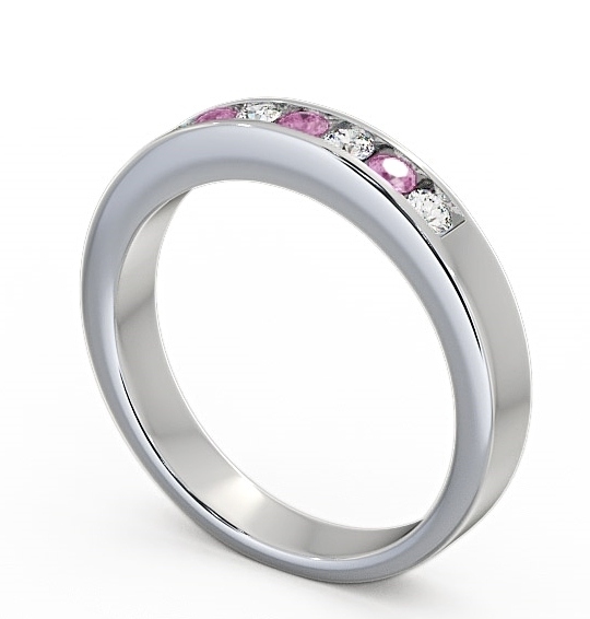  Seven Stone Pink Sapphire and Diamond 0.27ct Ring 9K White Gold - Haughley SE8GEM_WG_PS_THUMB1 
