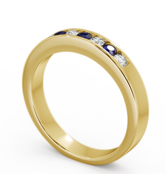 Seven Stone Blue Sapphire and Diamond 0.27ct Ring 18K Yellow Gold - Haughley SE8GEM_YG_BS_THUMB1