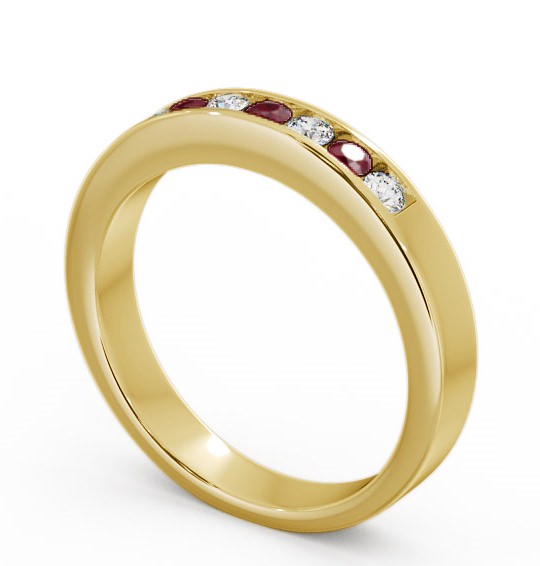 Seven Stone Ruby and Diamond 0.27ct Ring 18K Yellow Gold - Haughley SE8GEM_YG_RU_THUMB1