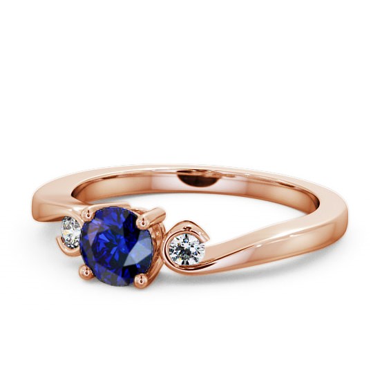  Three Stone Blue Sapphire and Diamond 0.75ct Ring 9K Rose Gold - Keston TH10GEM_RG_BS_THUMB2 