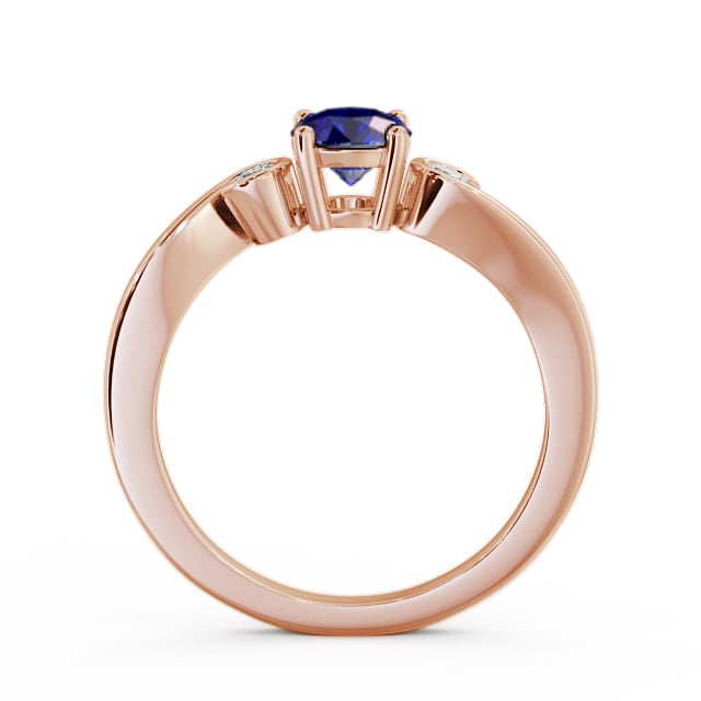 Three Stone Blue Sapphire and Diamond 0.75ct Ring 18K Rose Gold - Keston TH10GEM_RG_BS_UP