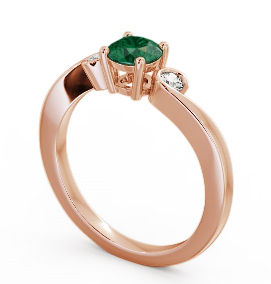 Three Stone Emerald and Diamond 0.58ct Ring 18K Rose Gold - Keston TH10GEM_RG_EM_THUMB1