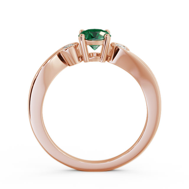 Three Stone Emerald and Diamond 0.58ct Ring 18K Rose Gold - Keston TH10GEM_RG_EM_UP