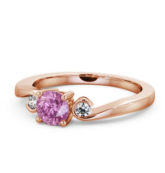  Three Stone Pink Sapphire and Diamond 0.75ct Ring 9K Rose Gold - Keston TH10GEM_RG_PS_THUMB2 