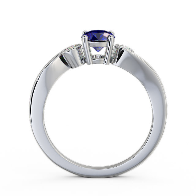 Three Stone Blue Sapphire and Diamond 0.75ct Ring 9K White Gold - Keston TH10GEM_WG_BS_UP