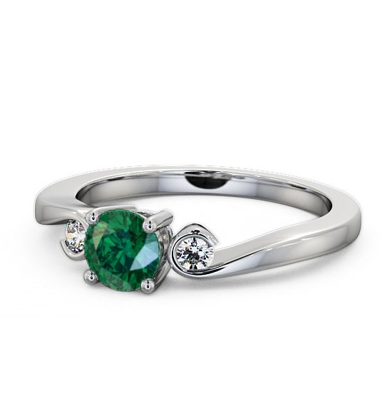  Three Stone Emerald and Diamond 0.58ct Ring 9K White Gold - Keston TH10GEM_WG_EM_THUMB2 