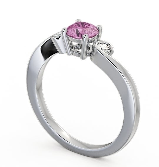 Three Stone Pink Sapphire and Diamond 0.75ct Ring 18K White Gold - Keston TH10GEM_WG_PS_THUMB1