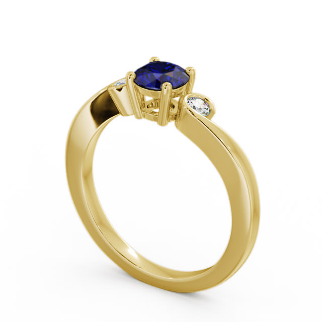Three Stone Blue Sapphire and Diamond 0.75ct Ring 9K Yellow Gold - Keston TH10GEM_YG_BS_SIDE