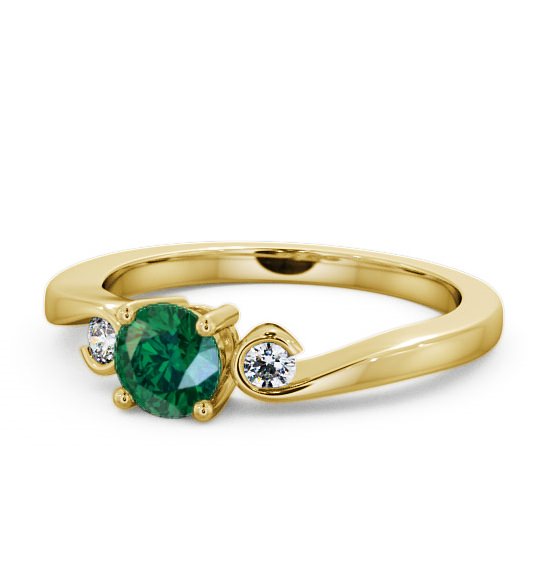  Three Stone Emerald and Diamond 0.58ct Ring 9K Yellow Gold - Keston TH10GEM_YG_EM_THUMB2 