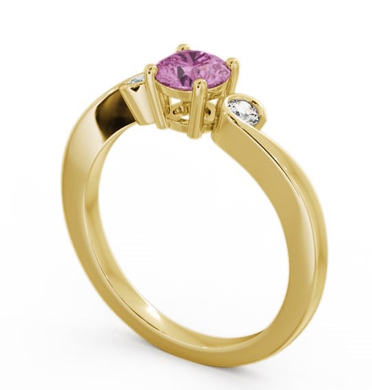 Three Stone Pink Sapphire and Diamond 0.75ct Ring 18K Yellow Gold - Keston TH10GEM_YG_PS_THUMB1