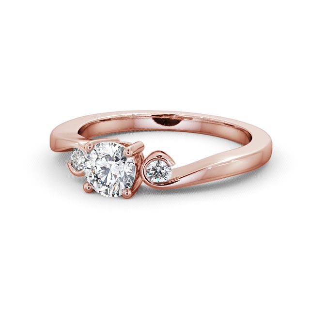Three Stone Round Diamond Engagement Ring 18K Rose Gold - Keston TH10_RG_FLAT