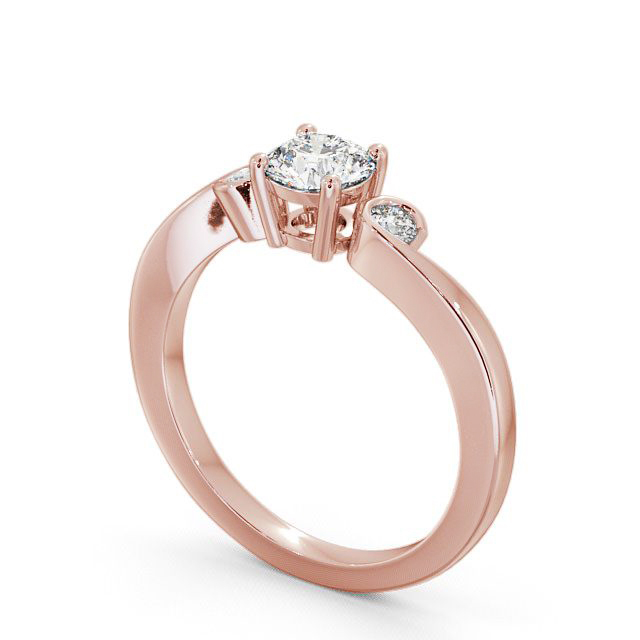 Three Stone Round Diamond Engagement Ring 18K Rose Gold - Keston TH10_RG_SIDE