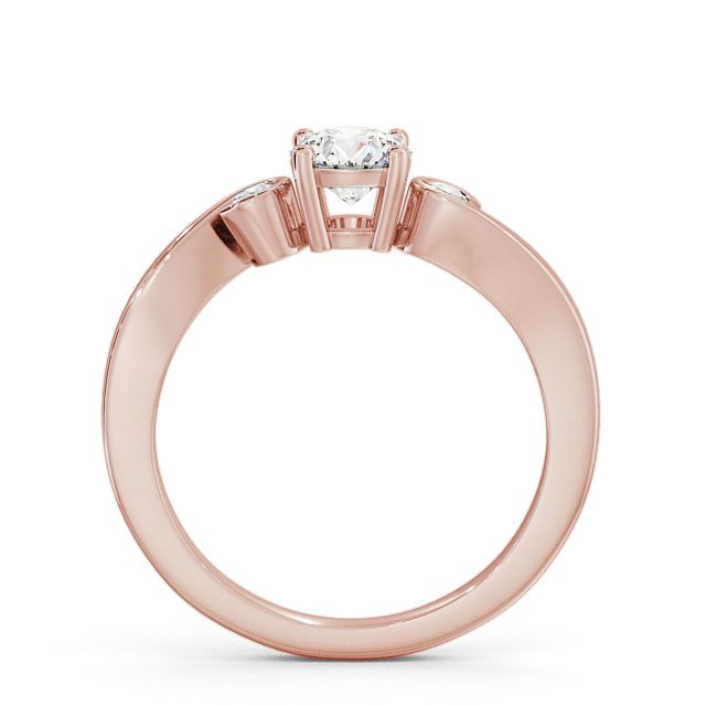 Three Stone Round Diamond Engagement Ring 18K Rose Gold - Keston TH10_RG_UP