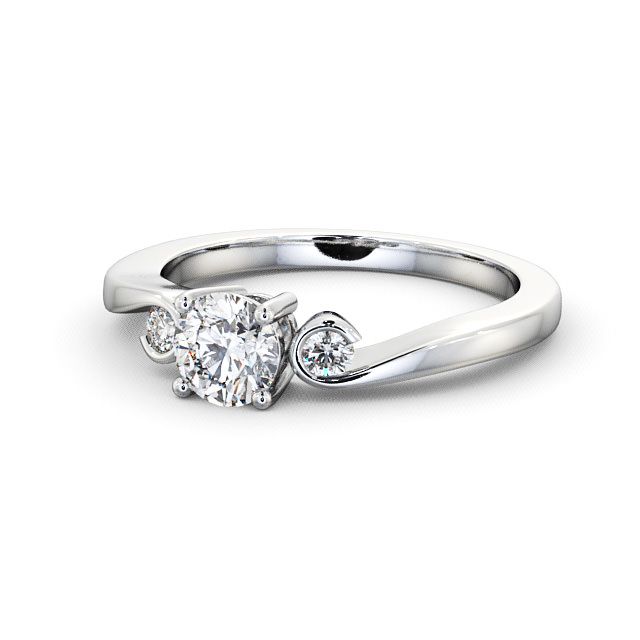Three Stone Round Diamond Engagement Ring 9K White Gold - Keston TH10_WG_FLAT
