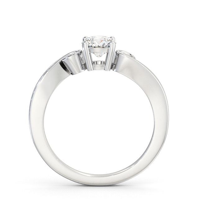 Three Stone Round Diamond Engagement Ring 9K White Gold - Keston TH10_WG_UP