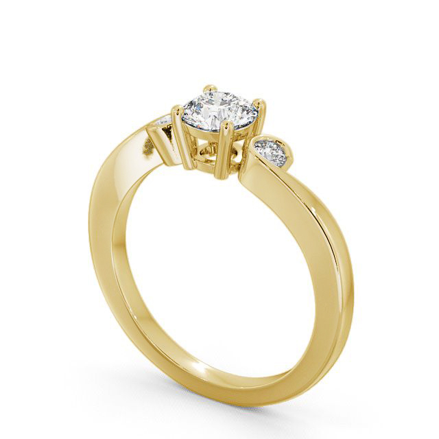 Three Stone Round Diamond Engagement Ring 18K Yellow Gold - Keston TH10_YG_SIDE