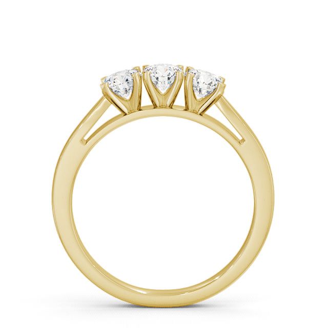 Three Stone Round Diamond Ring 18K Yellow Gold - Tiley TH11_YG_UP