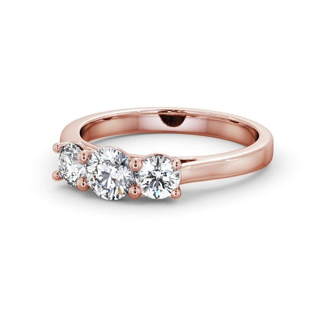 Three Stone Round Diamond Ring 18K Rose Gold - Warkworth TH12_RG_FLAT