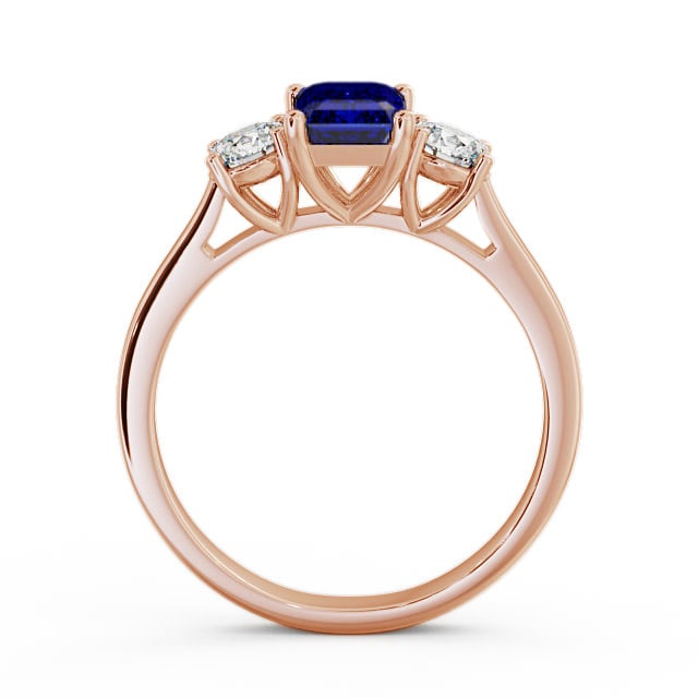 Three Stone Blue Sapphire and Diamond 1.15ct Ring 18K Rose Gold - Ablington TH14GEM_RG_BS_UP