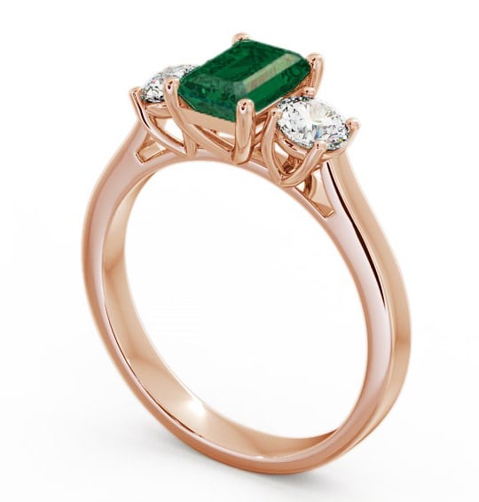  Three Stone Emerald and Diamond 1.00ct Ring 9K Rose Gold - Ablington TH14GEM_RG_EM_THUMB1 