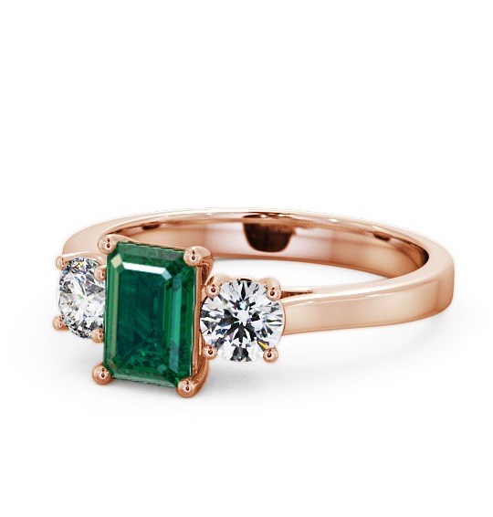  Three Stone Emerald and Diamond 1.00ct Ring 9K Rose Gold - Ablington TH14GEM_RG_EM_THUMB2 