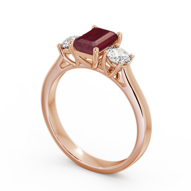 Three Stone Ruby and Diamond 1.15ct Ring 18K Rose Gold - Ablington TH14GEM_RG_RU_SIDE