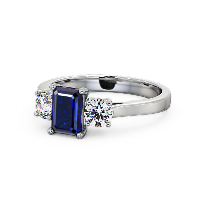 Three Stone Blue Sapphire and Diamond 1.15ct Ring Platinum - Ablington TH14GEM_WG_BS_FLAT