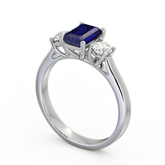 Three Stone Blue Sapphire and Diamond 1.15ct Ring Platinum - Ablington TH14GEM_WG_BS_SIDE