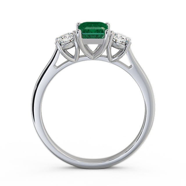 Three Stone Emerald and Diamond 1.00ct Ring 9K White Gold - Ablington TH14GEM_WG_EM_UP