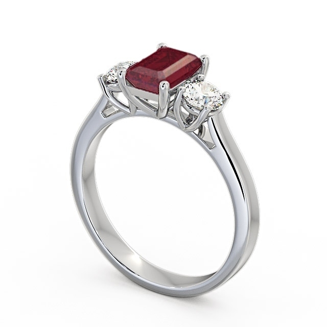 Three Stone Ruby and Diamond 1.15ct Ring 9K White Gold - Ablington TH14GEM_WG_RU_SIDE