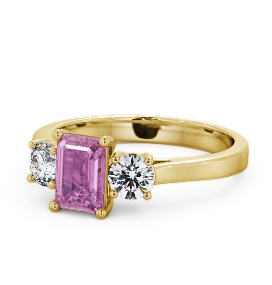  Three Stone Pink Sapphire and Diamond 1.15ct Ring 18K Yellow Gold - Ablington TH14GEM_YG_PS_THUMB2 