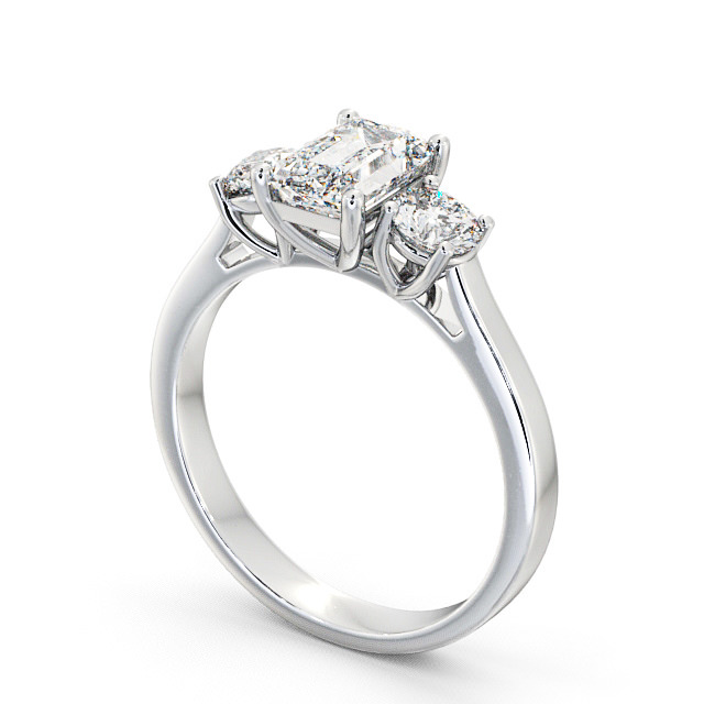 Three Stone Emerald Diamond Ring 9K White Gold - Ablington TH14_WG_SIDE