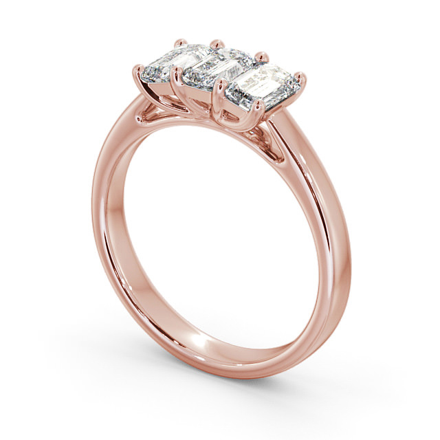 Three Stone Emerald Diamond Ring 9K Rose Gold - Dearnley TH15_RG_SIDE