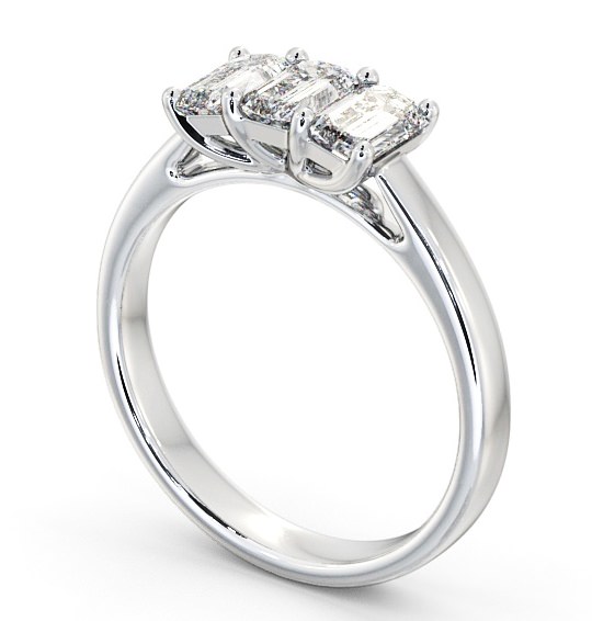 Three Stone Emerald Diamond Ring 18K White Gold - Dearnley TH15_WG_THUMB1